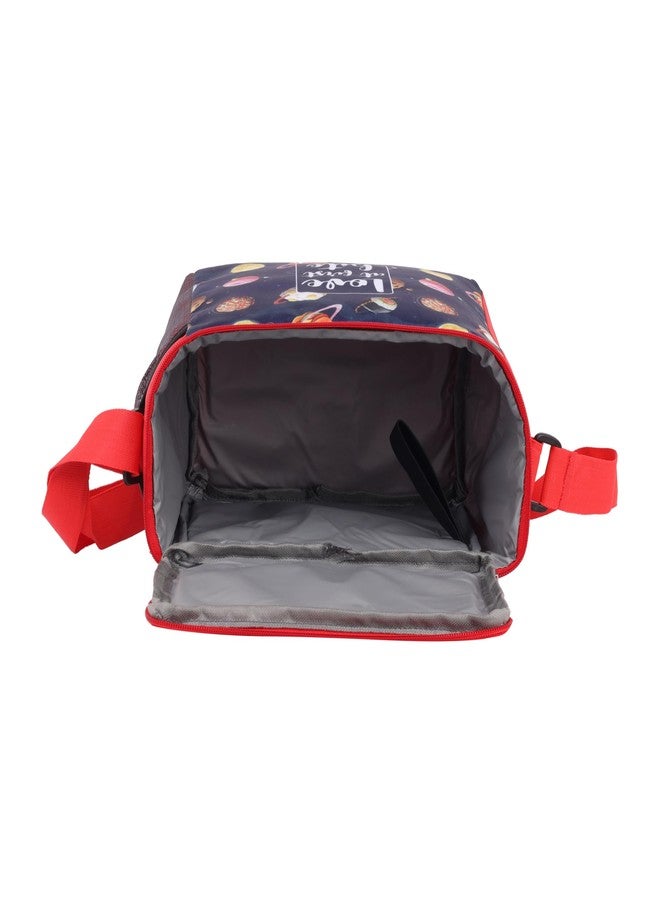 Echo Boomers Desserts Printed Insulated Lunch Bag, Tiffin and Food Storage Bag for Work, Students, Office, Picnic, College & School with Bottle Holder & Multiple Zipper Pockets (Blue) - Image 4